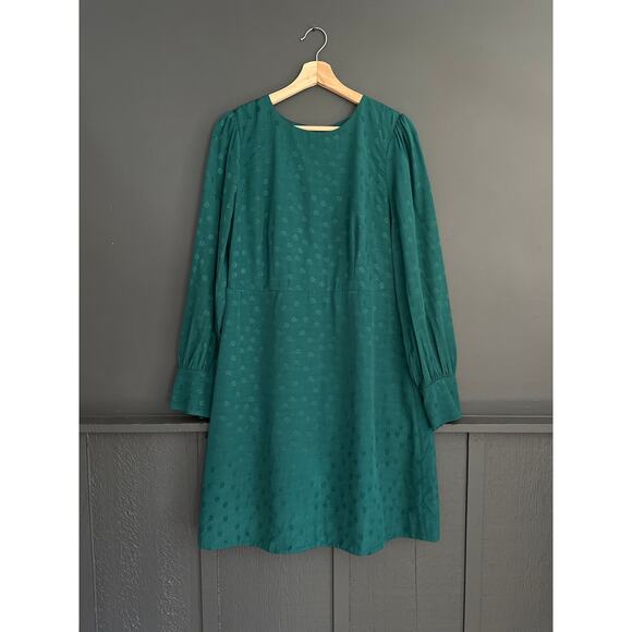 J. Crew Jacquard Floral Dot A line Shift Dress in Dark Spruce Green size 10 - Picture 3 of 11